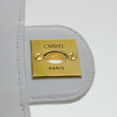 CHANEL Matelasse Pair Shoulder Bag Lamb Skin White CC Auth 32416A-37