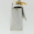 CHANEL Matelasse Pair Shoulder Bag Lamb Skin White CC Auth 32416A-5