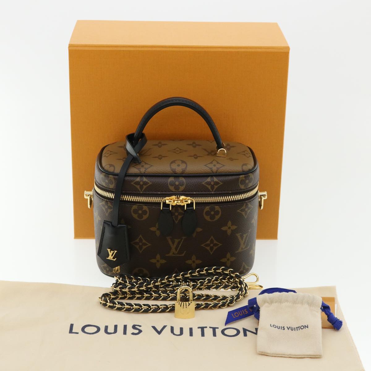 LOUIS VUITTON Monogram Reverse Vanity NVPM Hand Bag 2way M45165 LV Auth 32450A