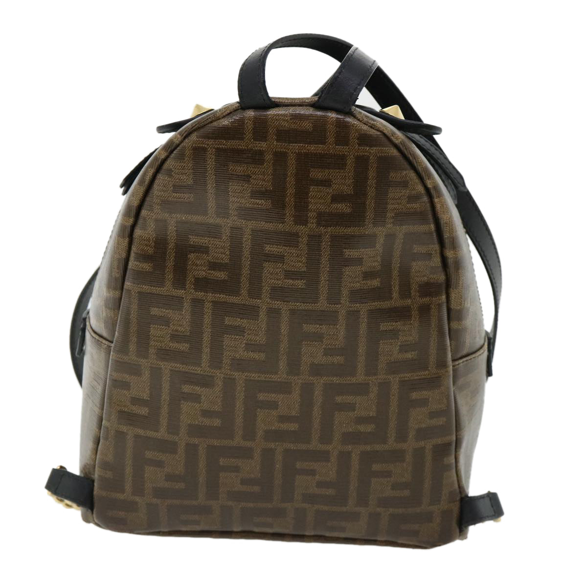 FENDI Zucca Canvas Backpack Coated Canvas Brown Black 8BZ038 Auth 32630A - 0
