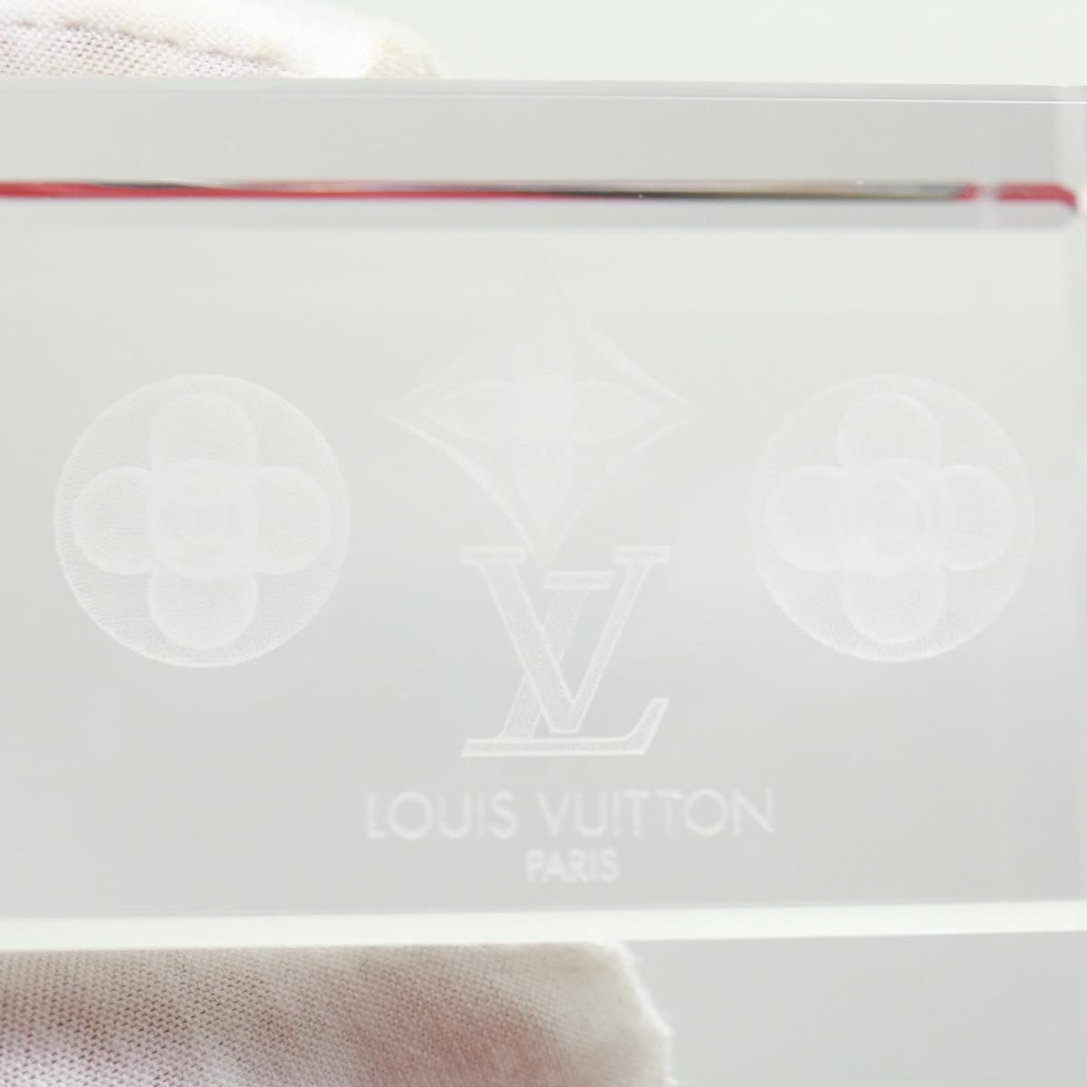 LOUIS VUITTON Monogram Pattern Paper weight Glass VIP only Clear LV Auth 32660A