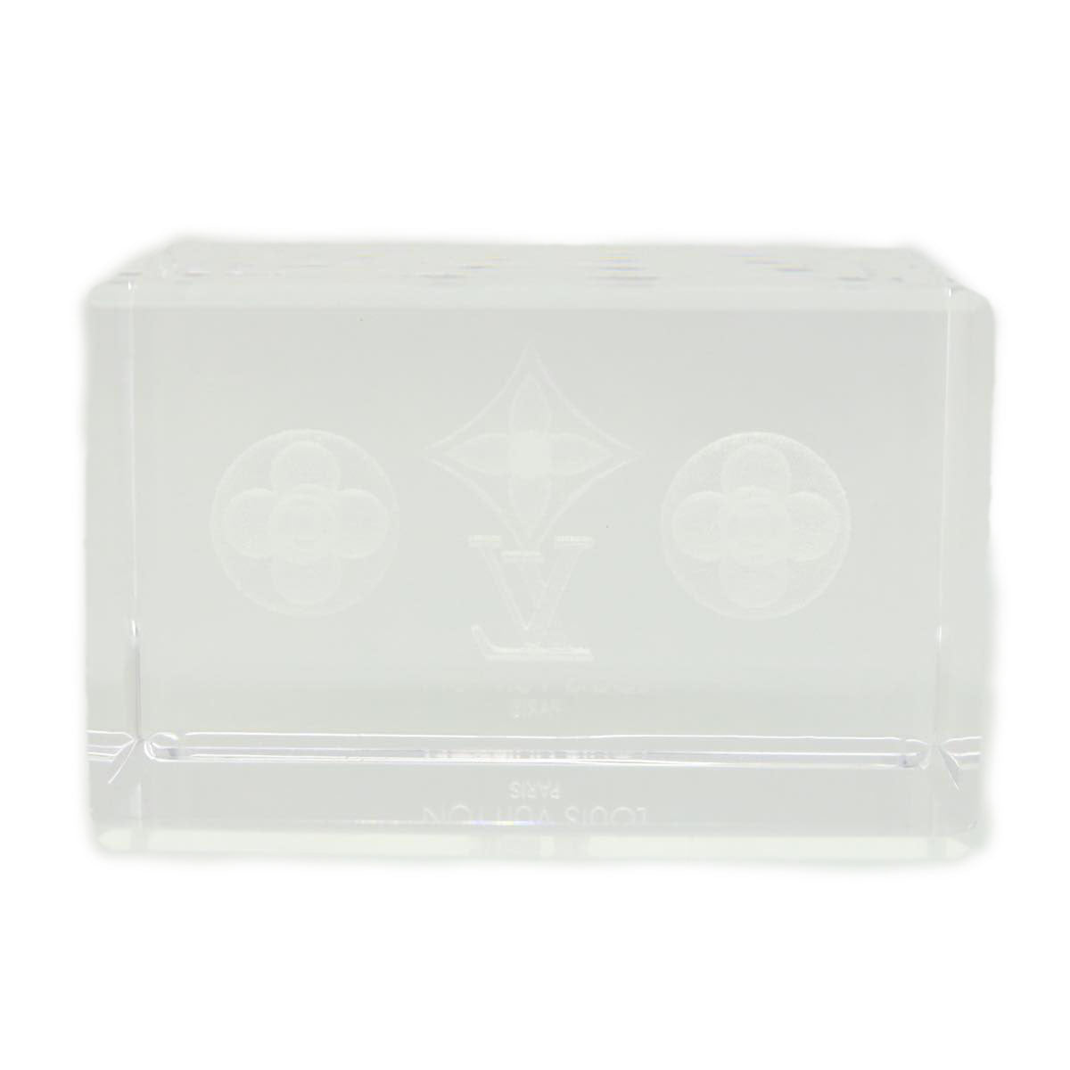 LOUIS VUITTON Monogram Pattern Paper weight Glass VIP only Clear LV Auth 32660A - 0