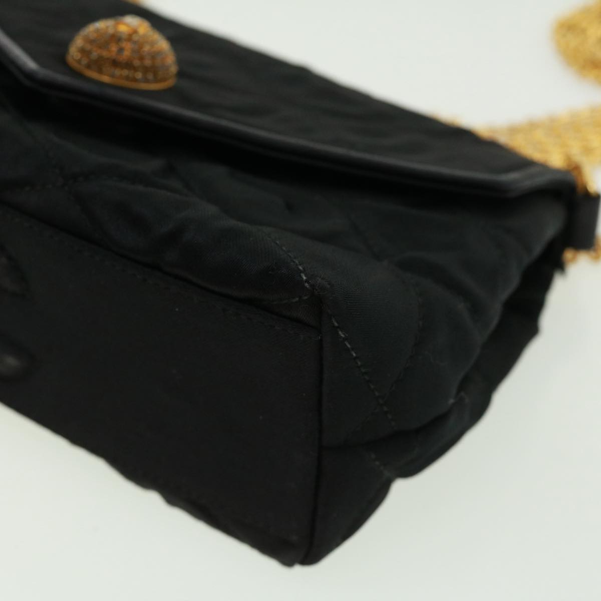 CHANEL Matelasse Chain stone Shoulder Bag Black CC Auth 32695A