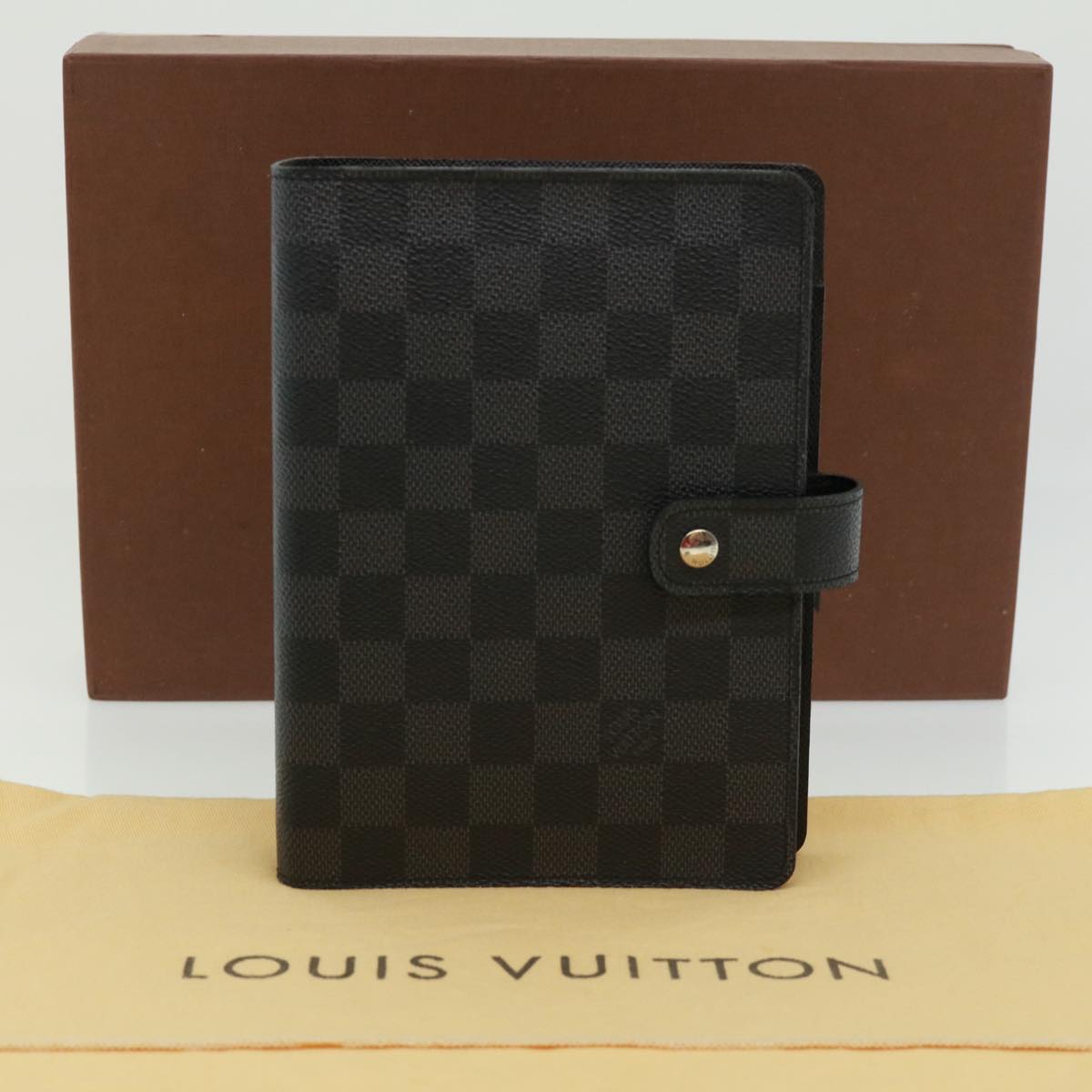 LOUIS VUITTON Damier Graphite Agenda MM Day Planner Cover R20242 LV Auth 32756