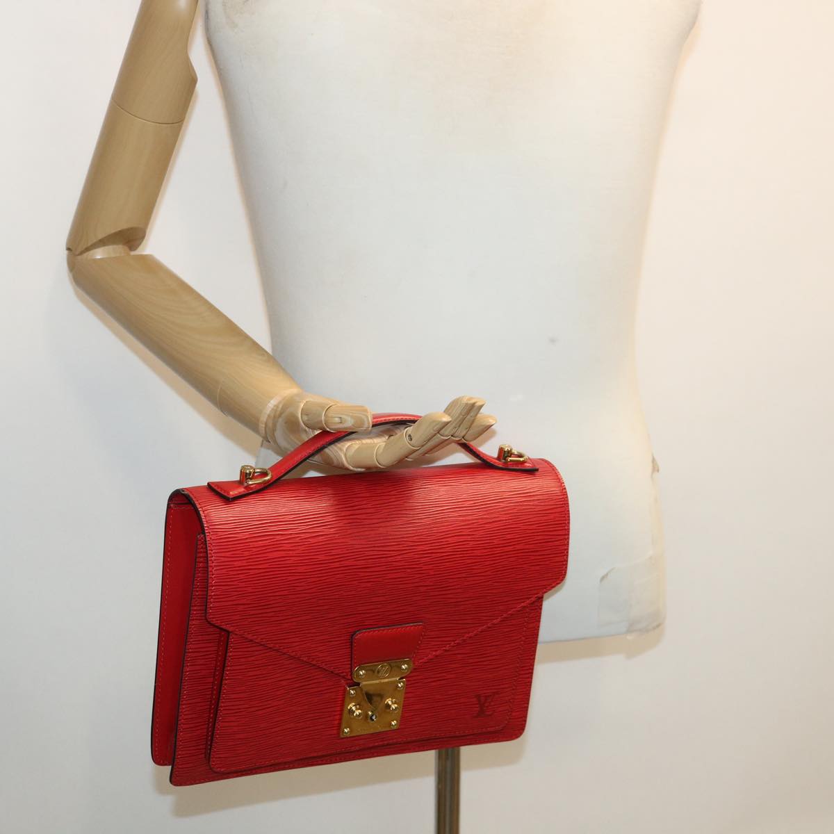 LOUIS VUITTON Epi Monceau Hand Bag Shoulder Bag 2Way Red M52127 LV Auth 32774