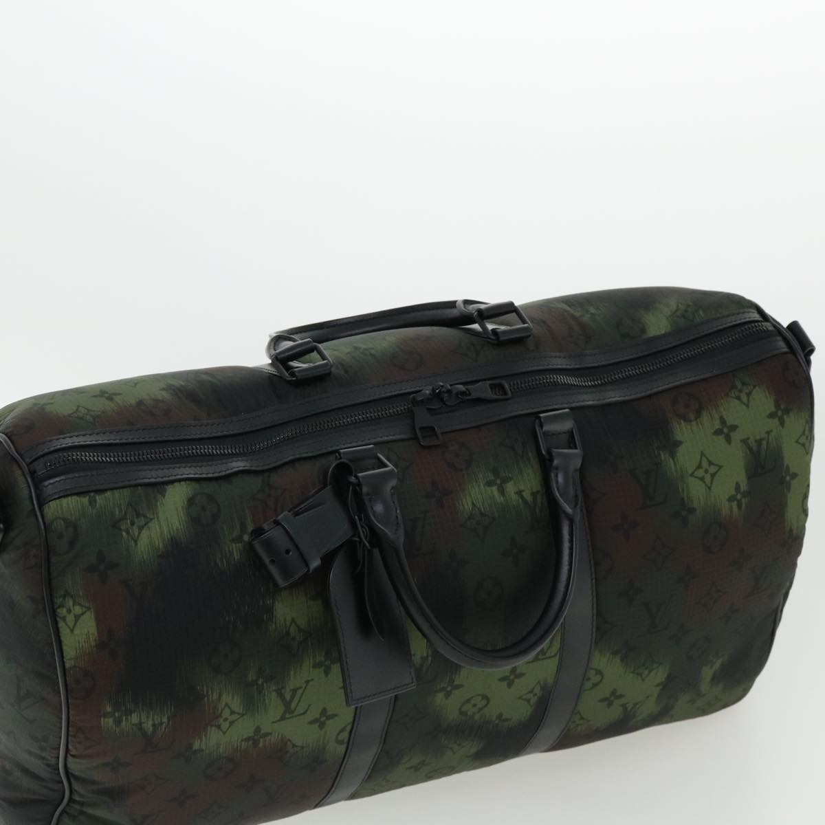 LOUIS VUITTON Camouflage Keepall Bandouliere 50 Boston Bag M56416 Auth 32799A