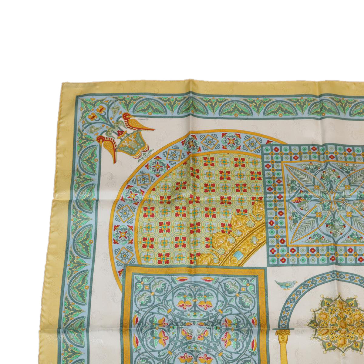 HERMES Carre 90 Scarf Silk ""CIELS BYZANTINS"" Yellow Auth 32800 - 0