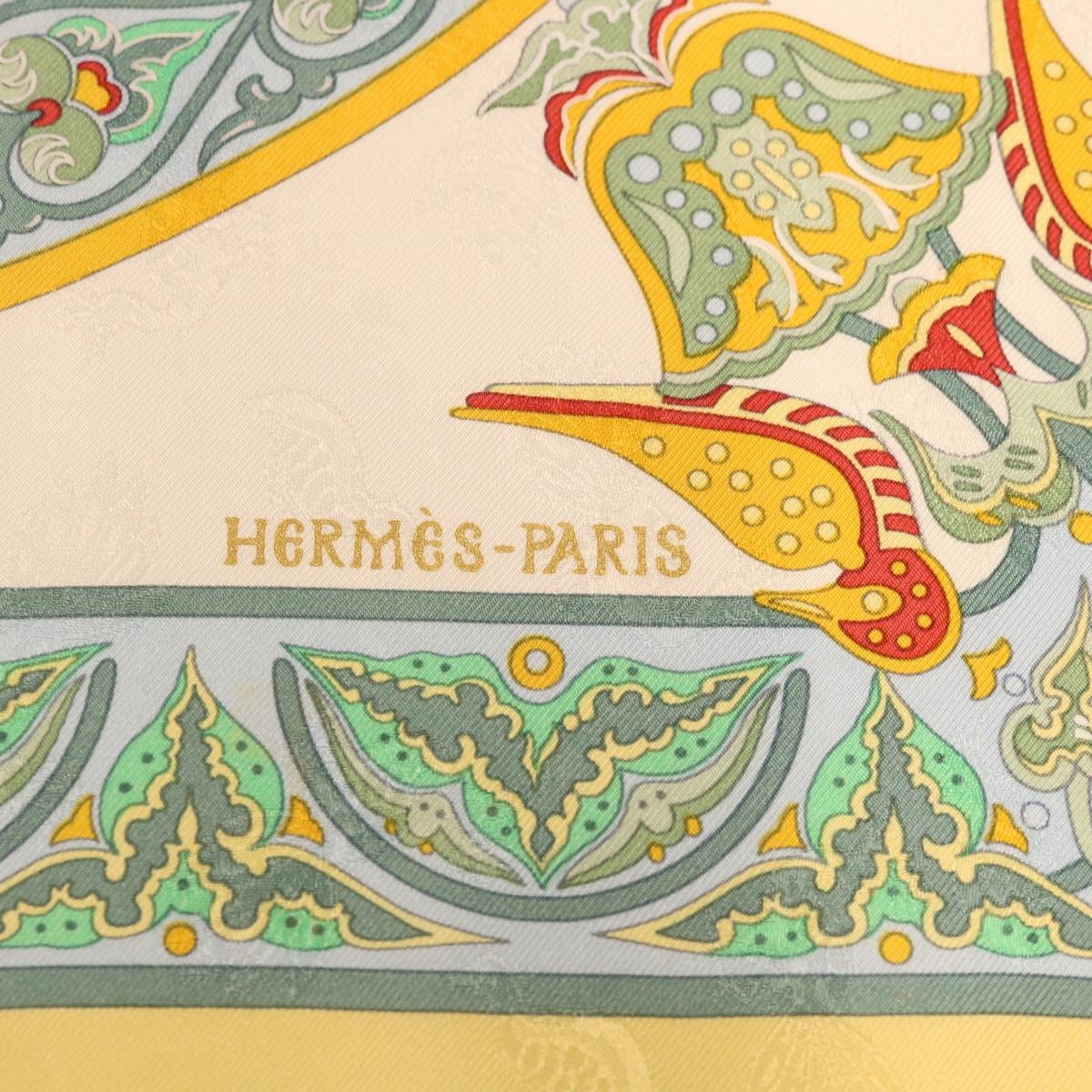 HERMES Carre 90 Scarf Silk ""CIELS BYZANTINS"" Yellow Auth 32800