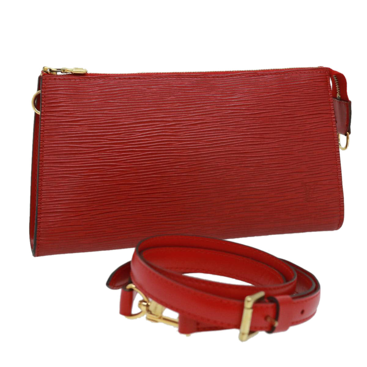 LOUIS VUITTON Epi Pochette Accessoires Pouch Red M52987 LV Auth 32805