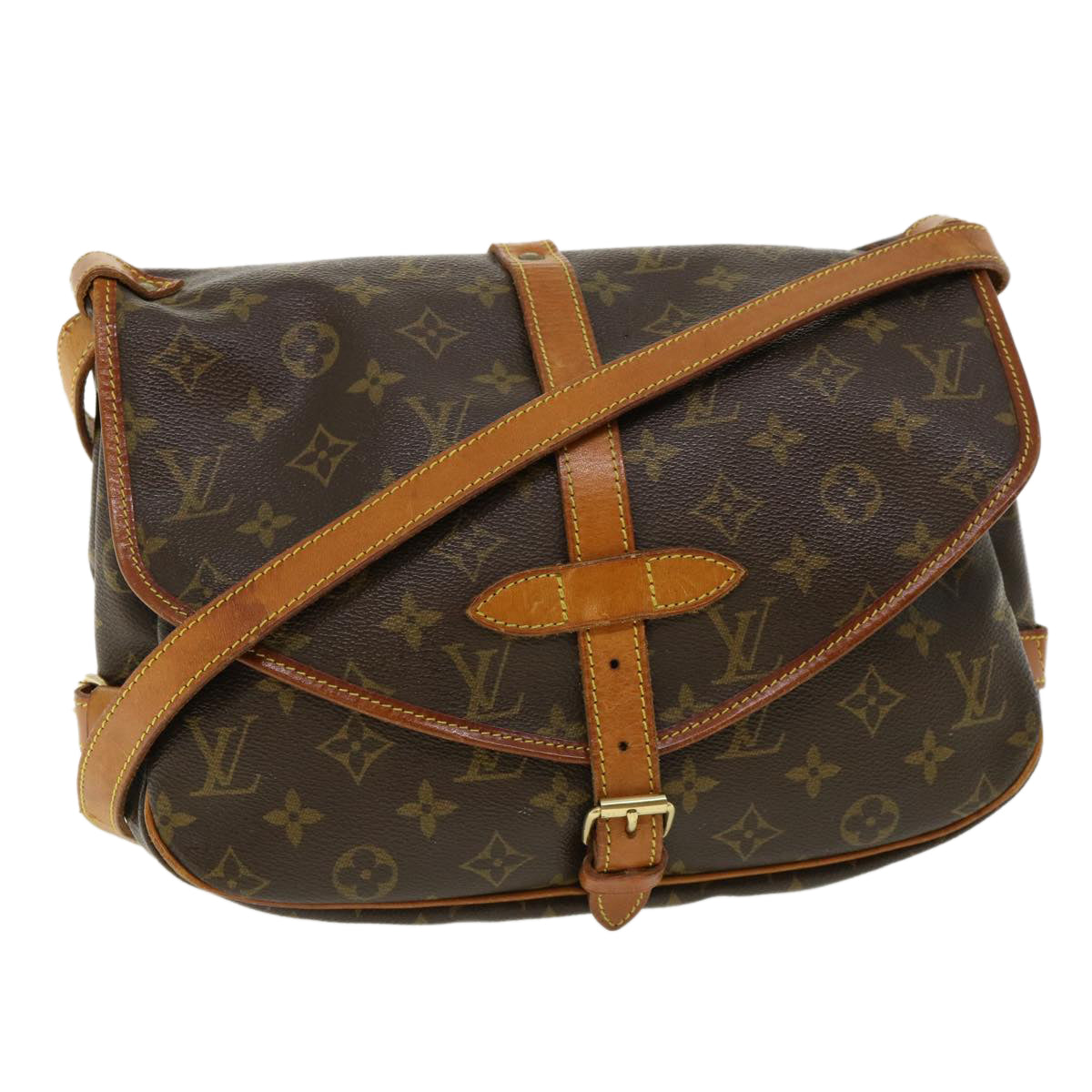 LOUIS VUITTON Monogram Saumur 30 Shoulder Bag M42256 LV Auth 32827