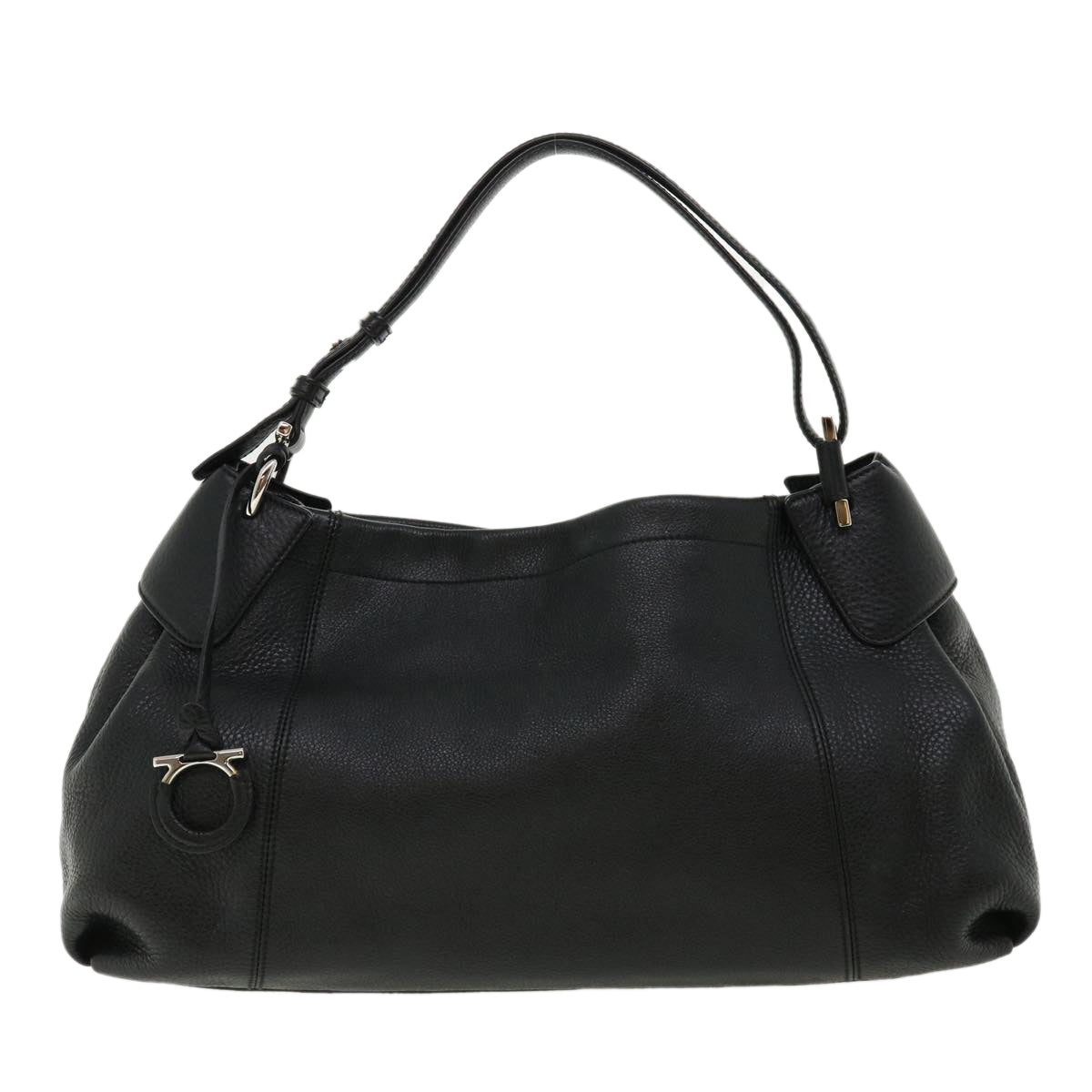Salvatore Ferragamo Hand Bag Leather Black Auth 33126