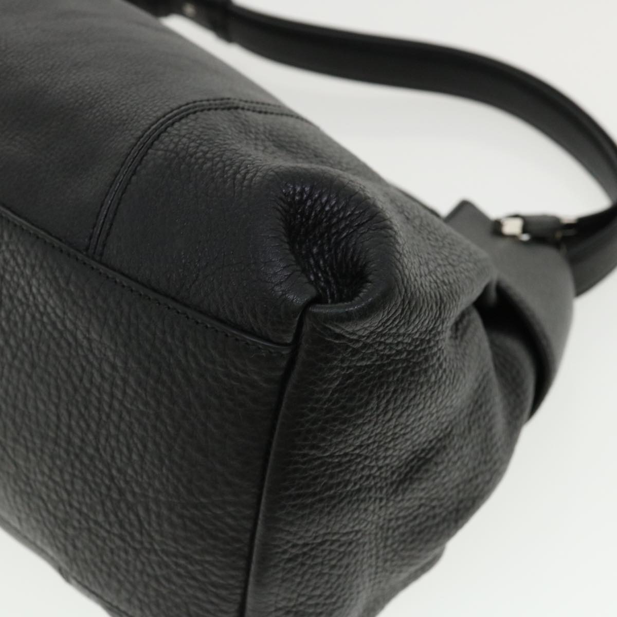 Salvatore Ferragamo Hand Bag Leather Black Auth 33126