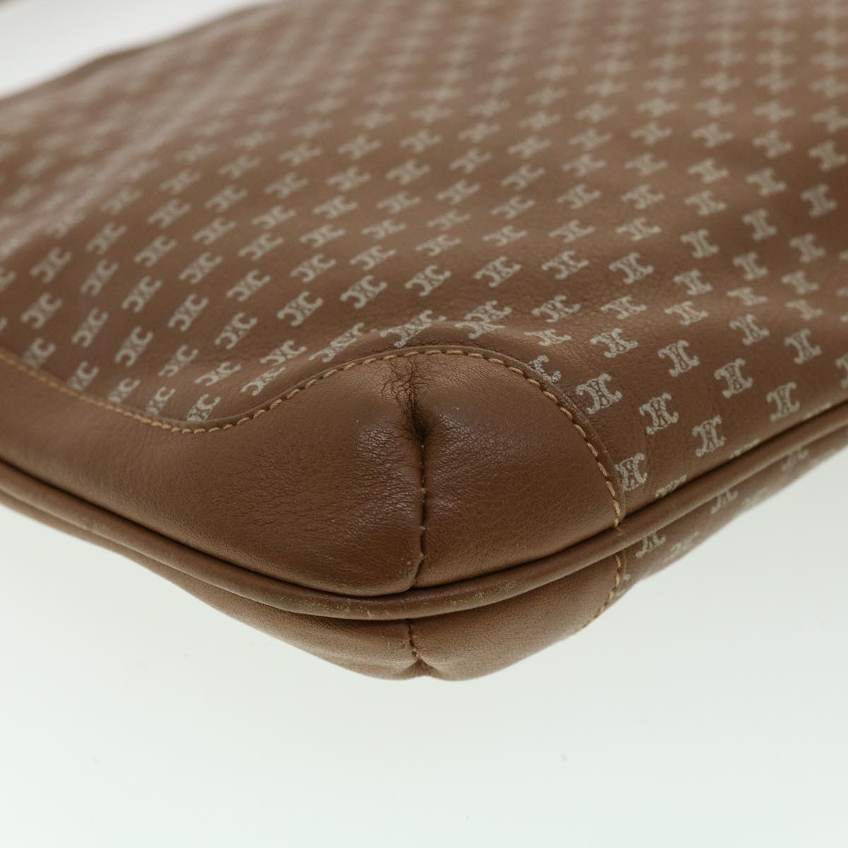 CELINE Shoulder Bag Leather Brown Auth 33155