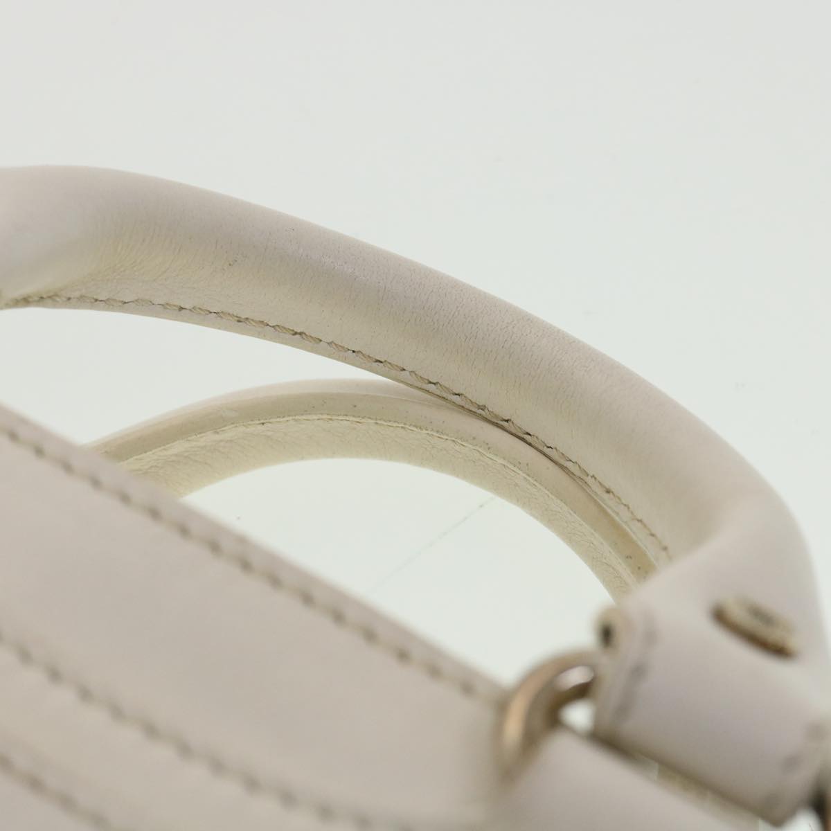 CELINE Hand Bag Leather White GBS0 Auth 33192