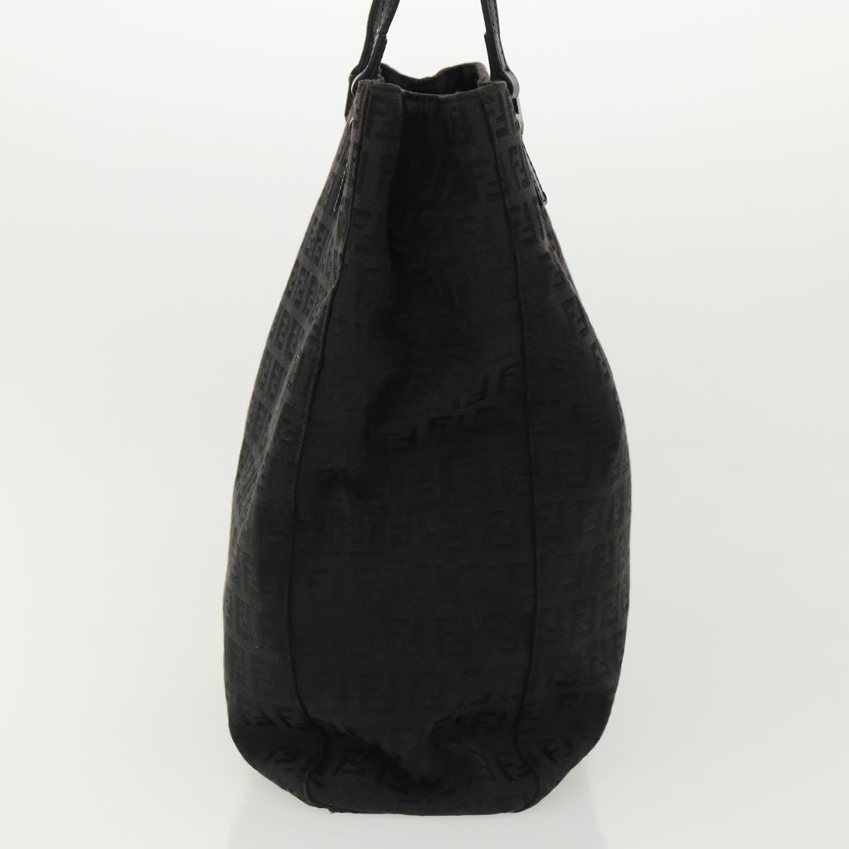 FENDI Zucchino Canvas Hand Bag Black Auth 33232