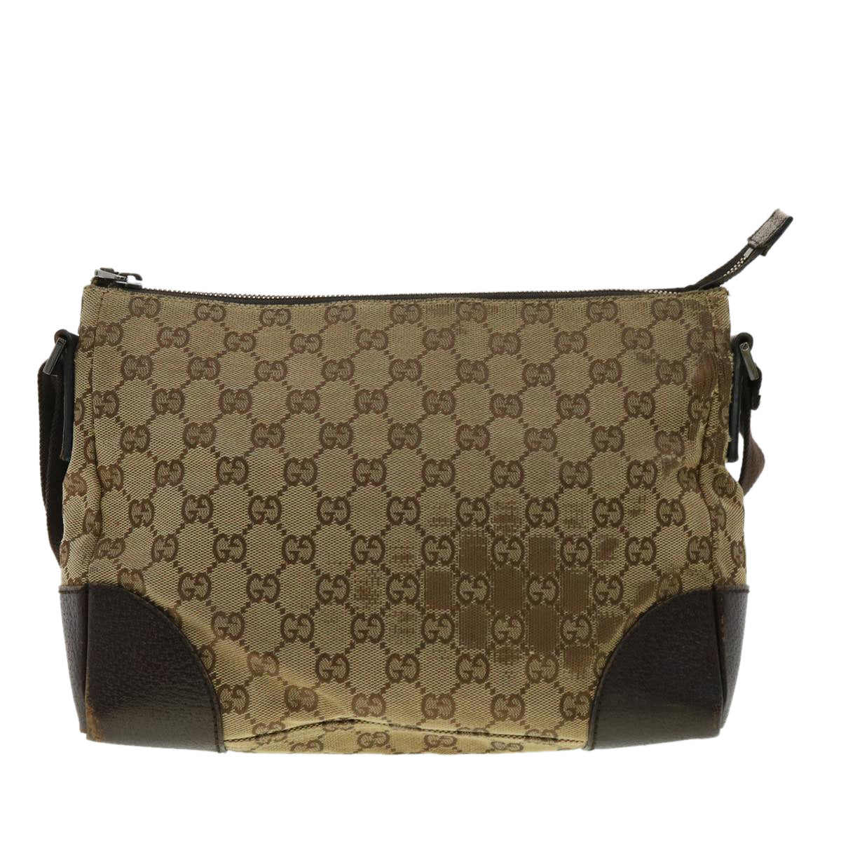 GUCCI GG Canvas Shoulder Bag Brown 114273 Auth 33264 - 0