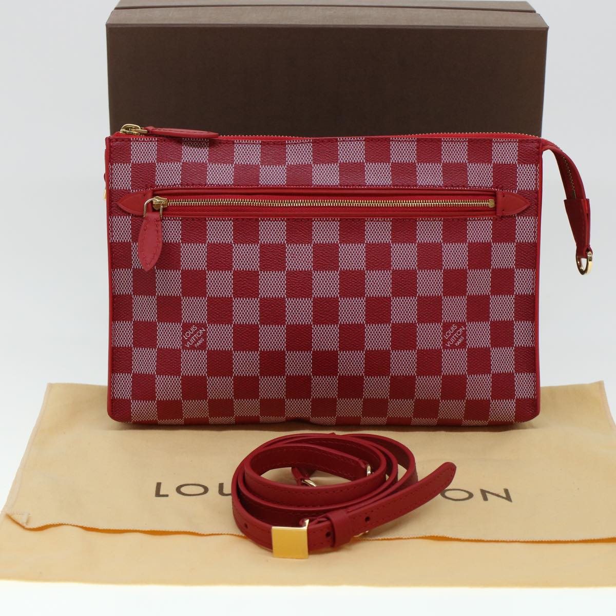 LOUIS VUITTON Damier Color Module Clutch Bag 2way Red N41306 LV Auth 33431A