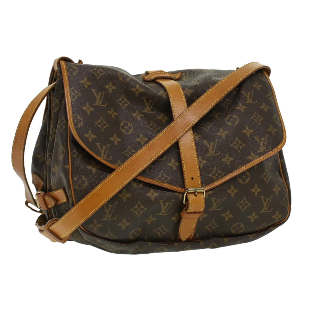 LOUIS VUITTON Monogram Saumur 35 Shoulder Bag M42254 LV Auth 33684