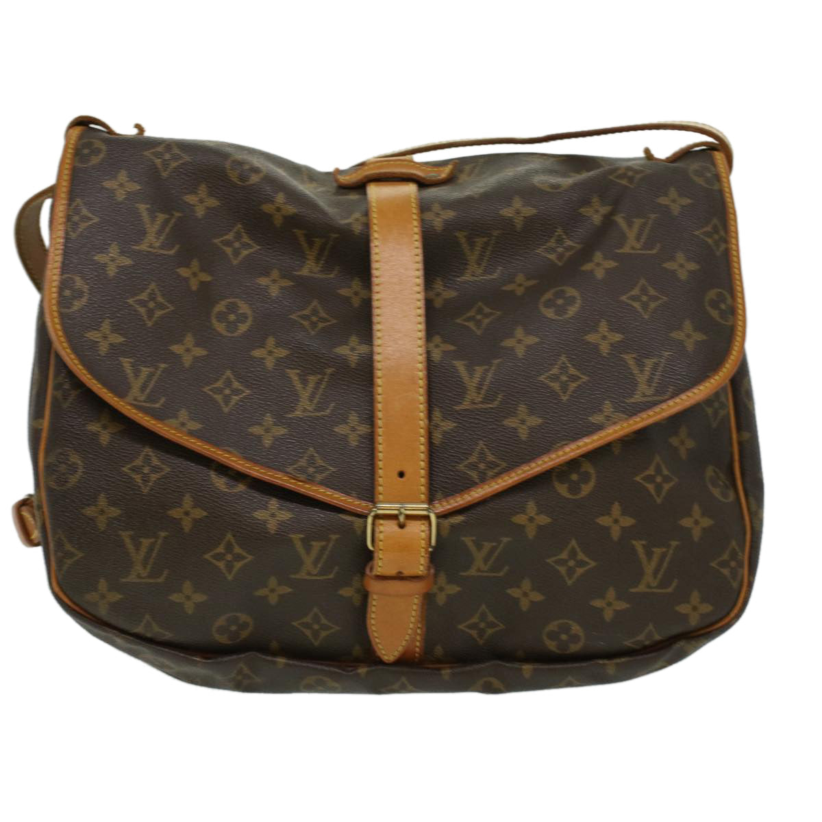 LOUIS VUITTON Monogram Saumur 35 Shoulder Bag M42254 LV Auth 33684