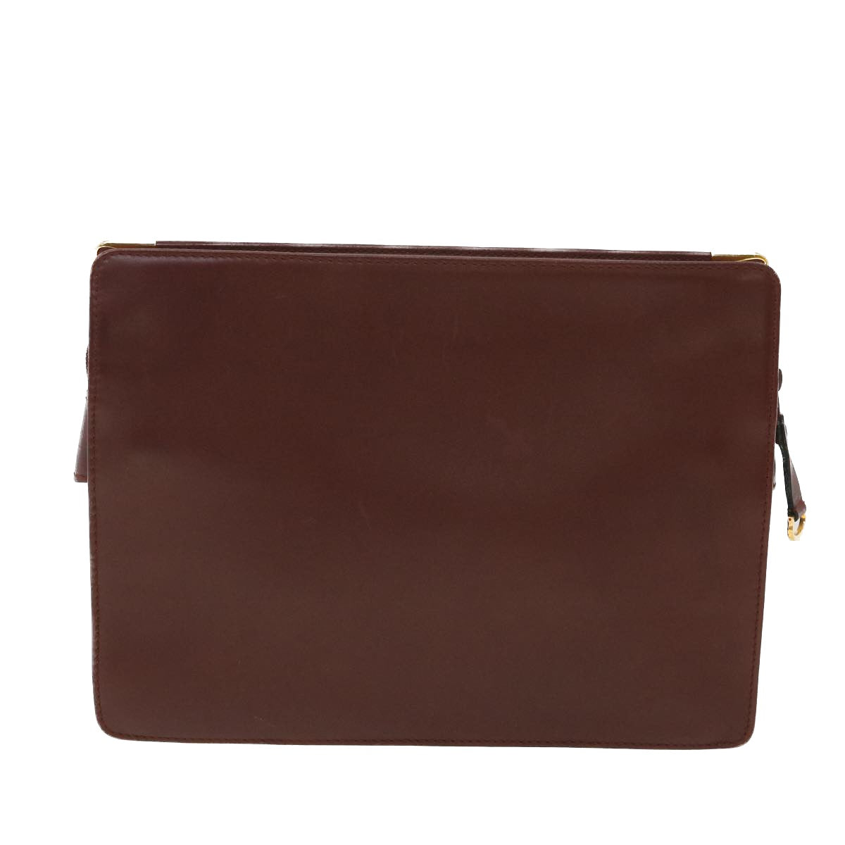 CARTIER Clutch Bag Leather Wine Red Auth 33854 - 0