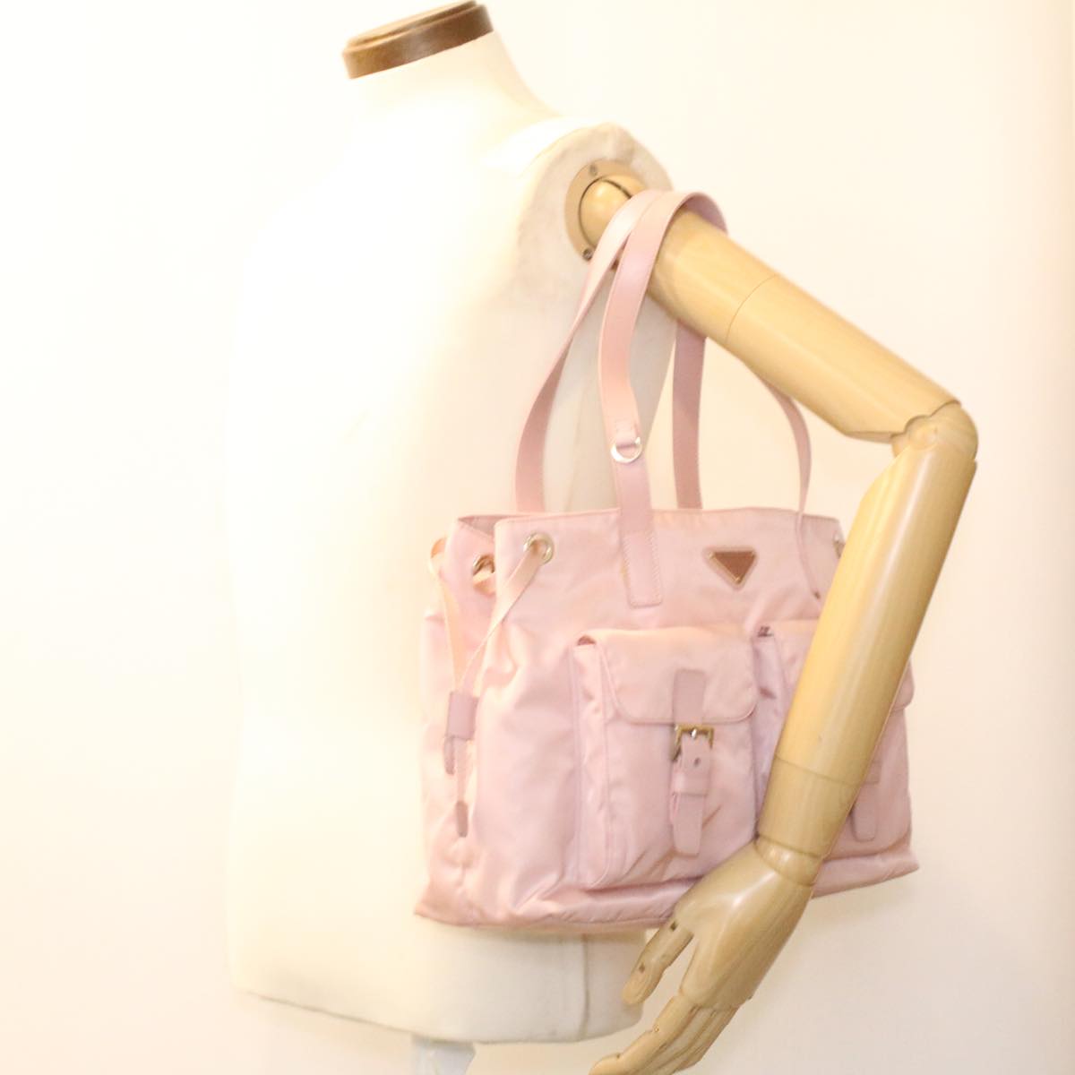 PRADA Shoulder Bag Nylon Pink Auth 33861