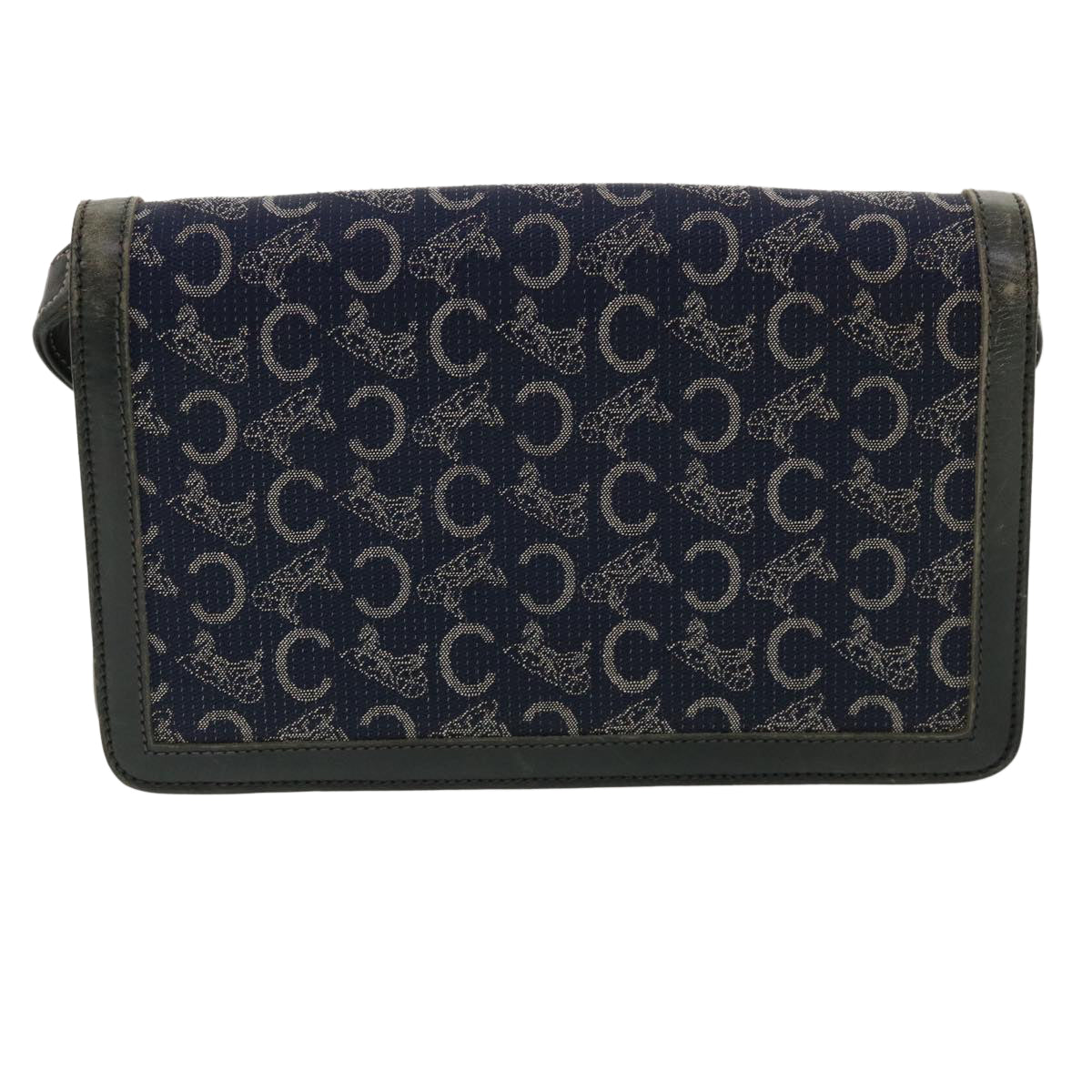 CELINE C Macadam Canvas Shoulder Bag Navy Auth 33902