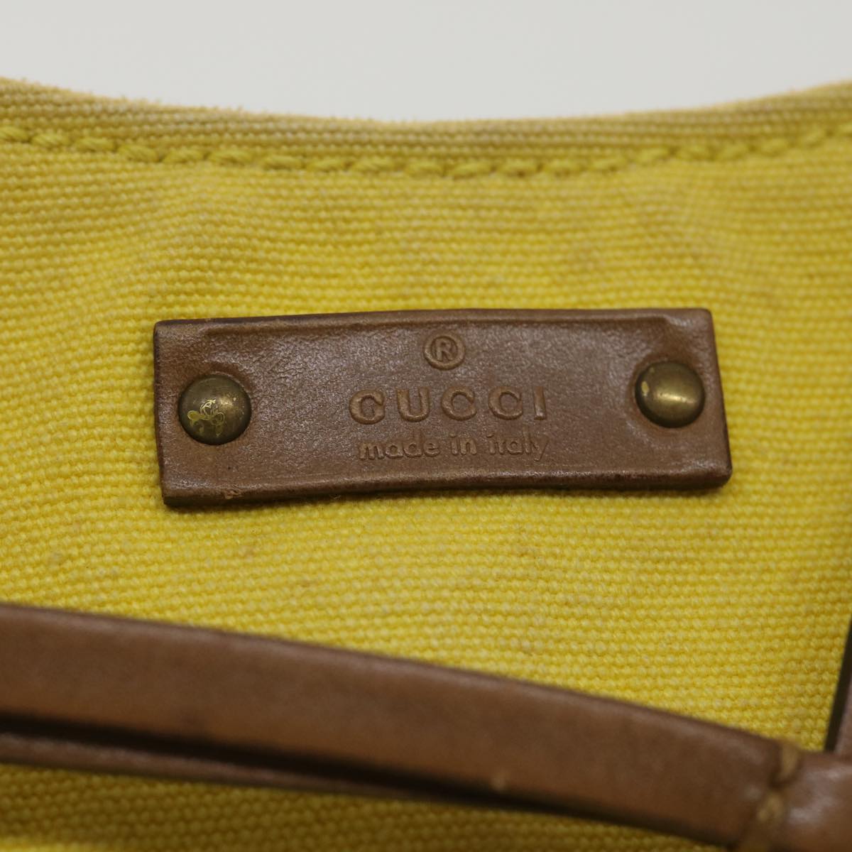 GUCCI Bamboo Shoulder Bag Canvas Yellow Auth 33904