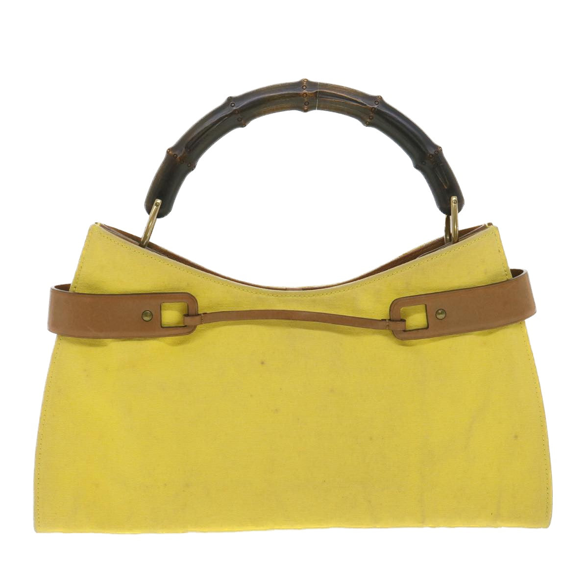 GUCCI Bamboo Shoulder Bag Canvas Yellow Auth 33904 - 0