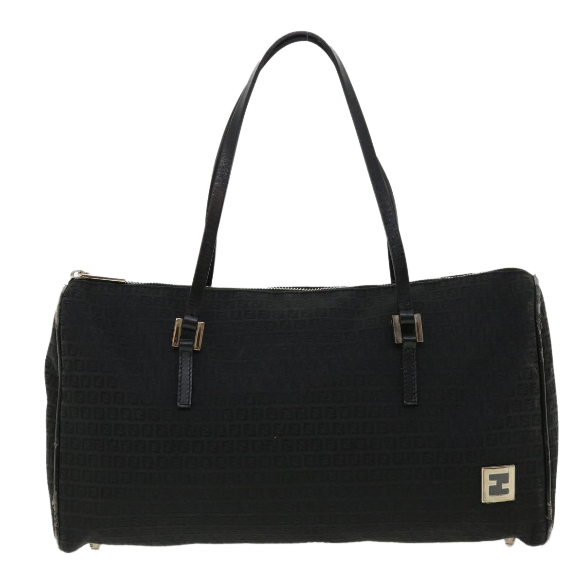 FENDI Zucchino Canvas Hand Bag Black Auth 33935