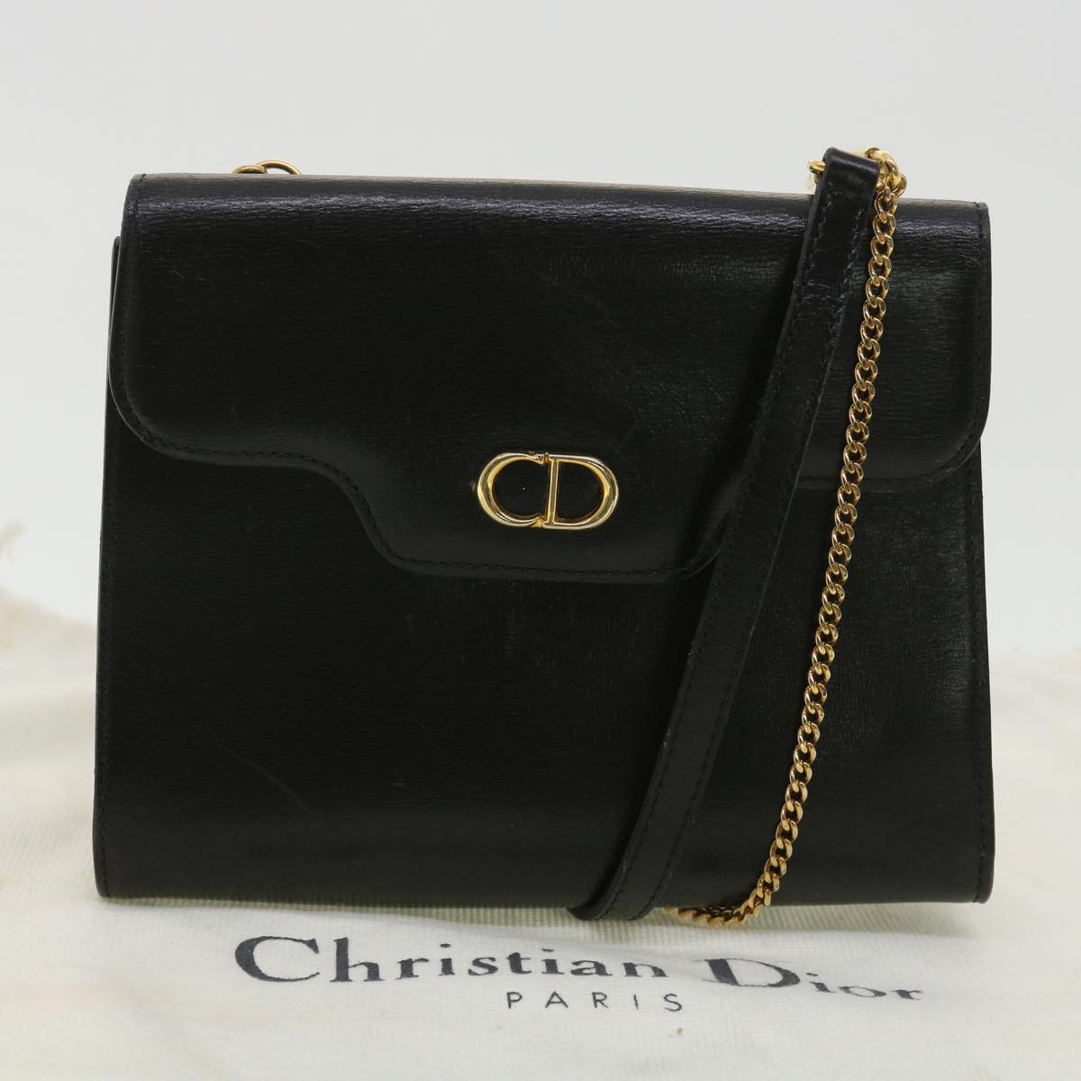 Christian Dior Shoulder Bag Leather 2way Black Auth 33969