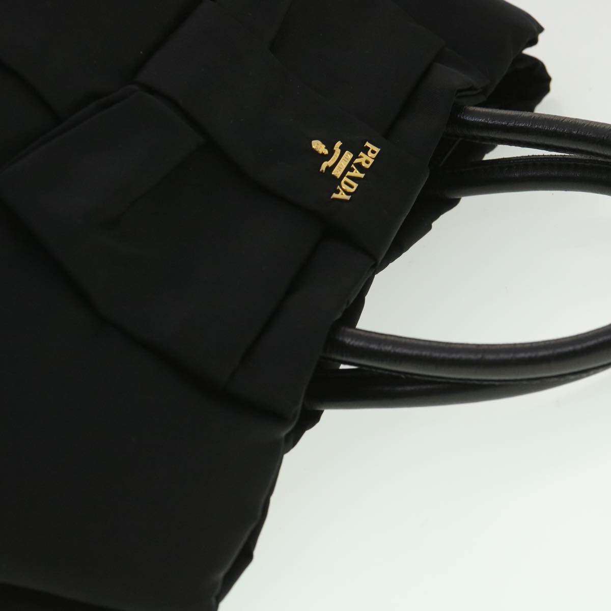 PRADA Hand Bag Nylon Black Auth 33979