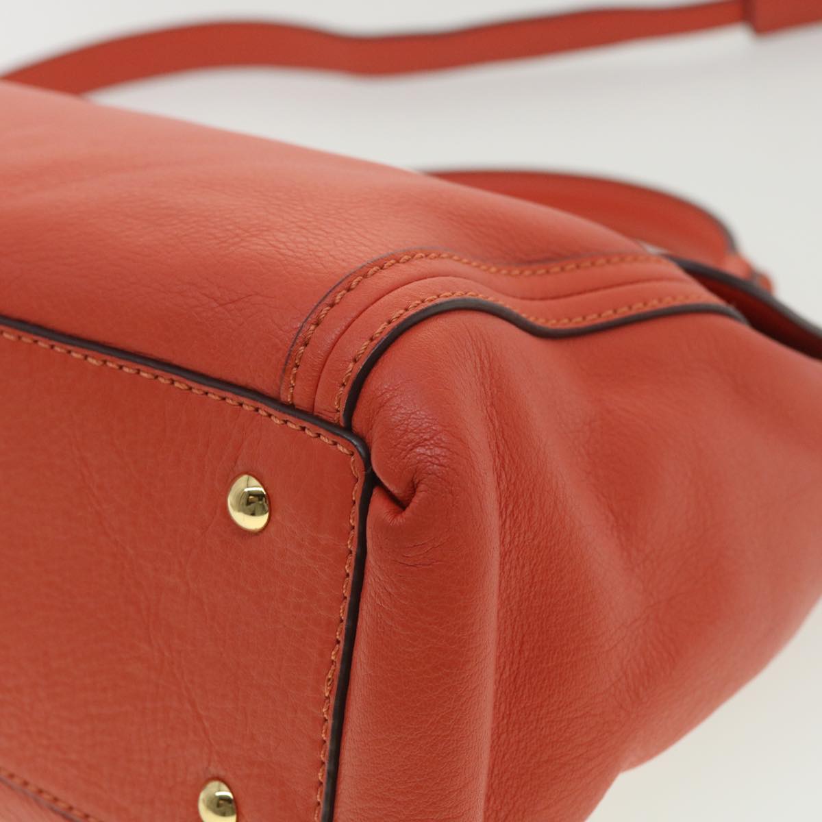 MCM Hand Bag Leather 2way Orange Auth 33995