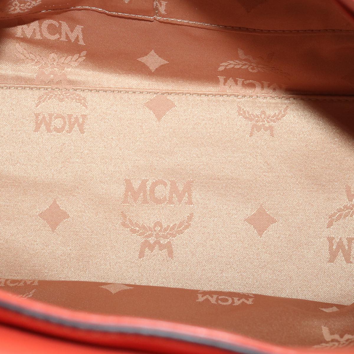 MCM Hand Bag Leather 2way Orange Auth 33995