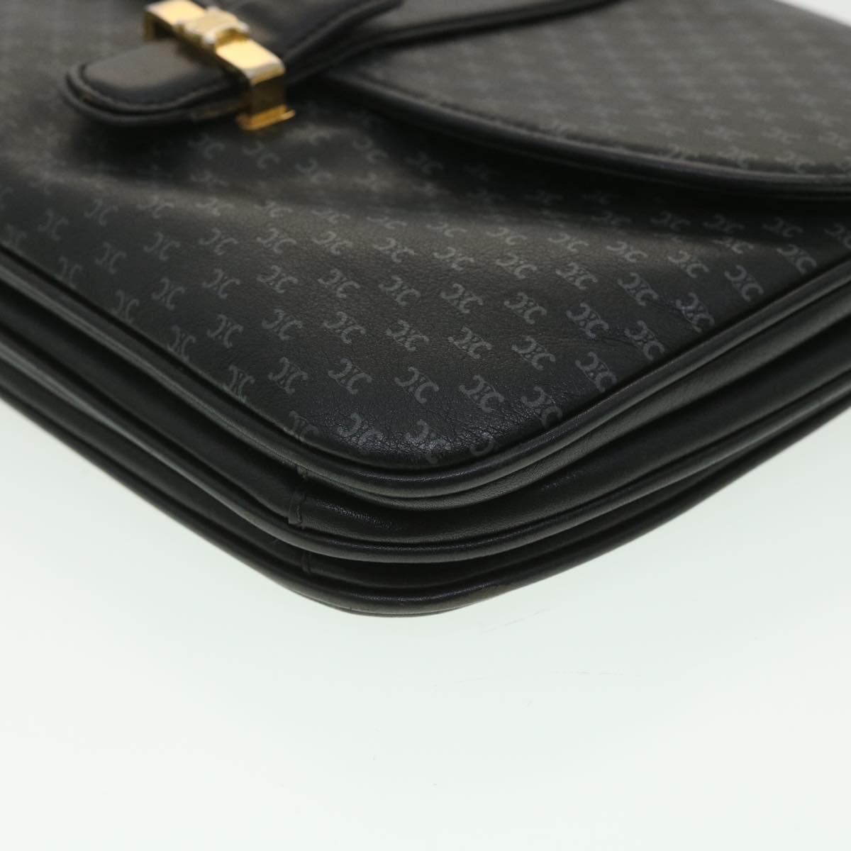 CELINE Shoulder Bag Leather Black Auth 34008