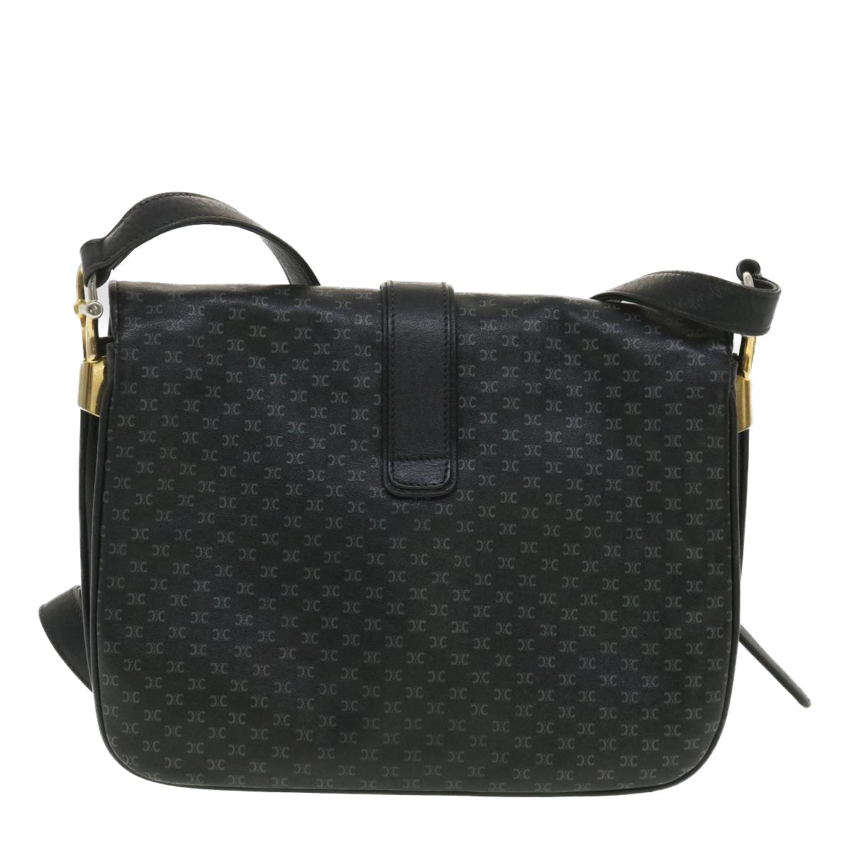 CELINE Shoulder Bag Leather Black Auth 34008 - 0