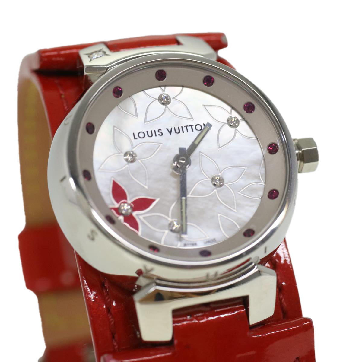 LOUIS VUITTON Monogram Vernis tumbler Watches Red Q1211 LV Auth 34018