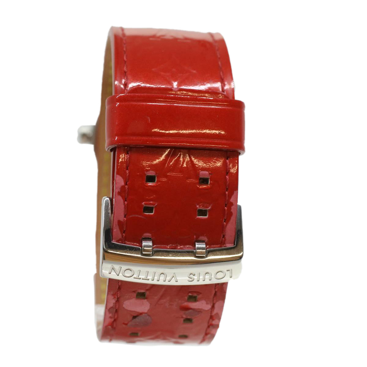 LOUIS VUITTON Monogram Vernis tumbler Watches Red Q1211 LV Auth 34018