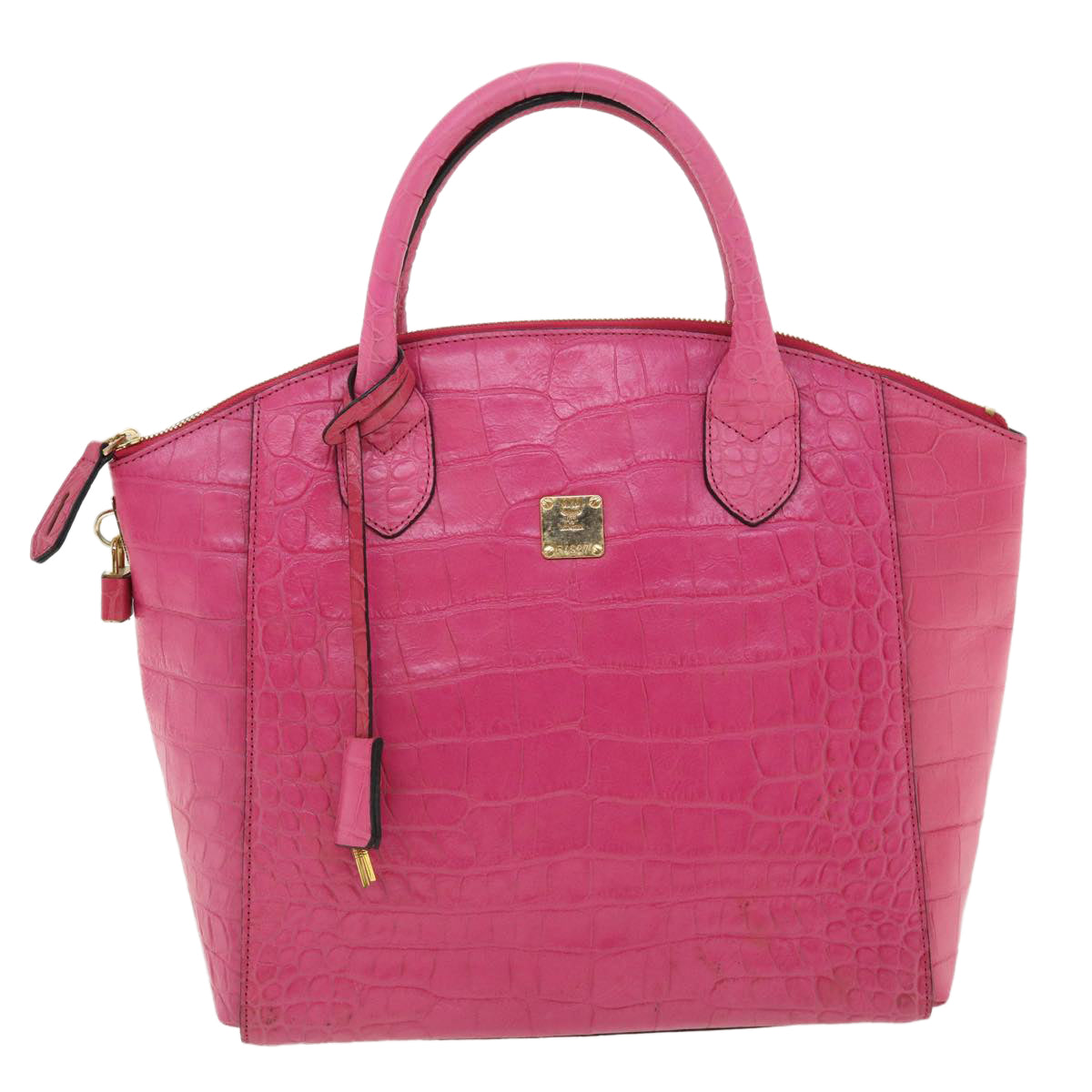 MCM Hand Bag Leather Pink Auth 34038