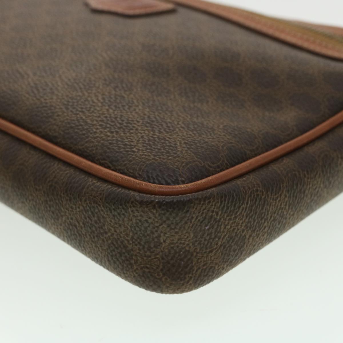 CELINE Macadam Canvas Clutch Bag PVC Leather Brown Auth 34059
