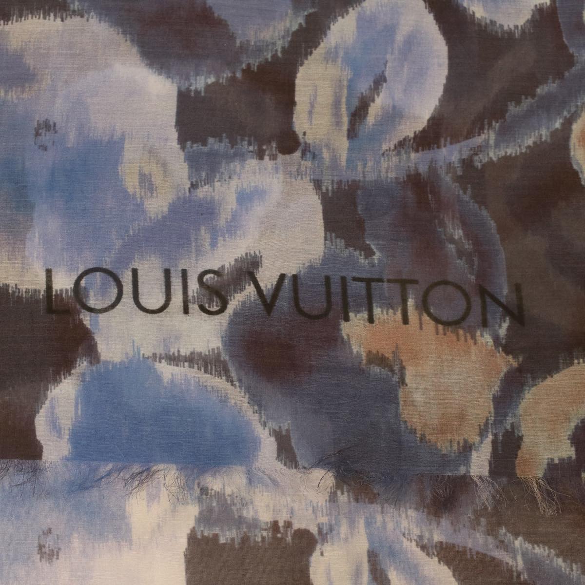 LOUIS VUITTON Stole silk cotton Blue LV Auth 34068