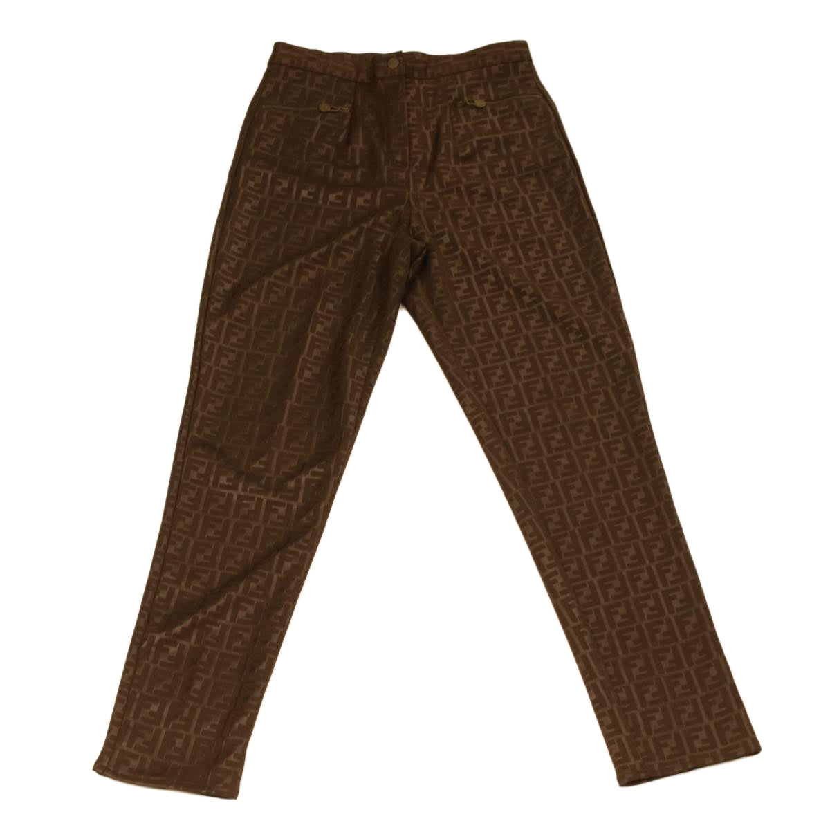 FENDI Zucca Canvas Pants polyester spandex L Brown Auth 34069 - 0