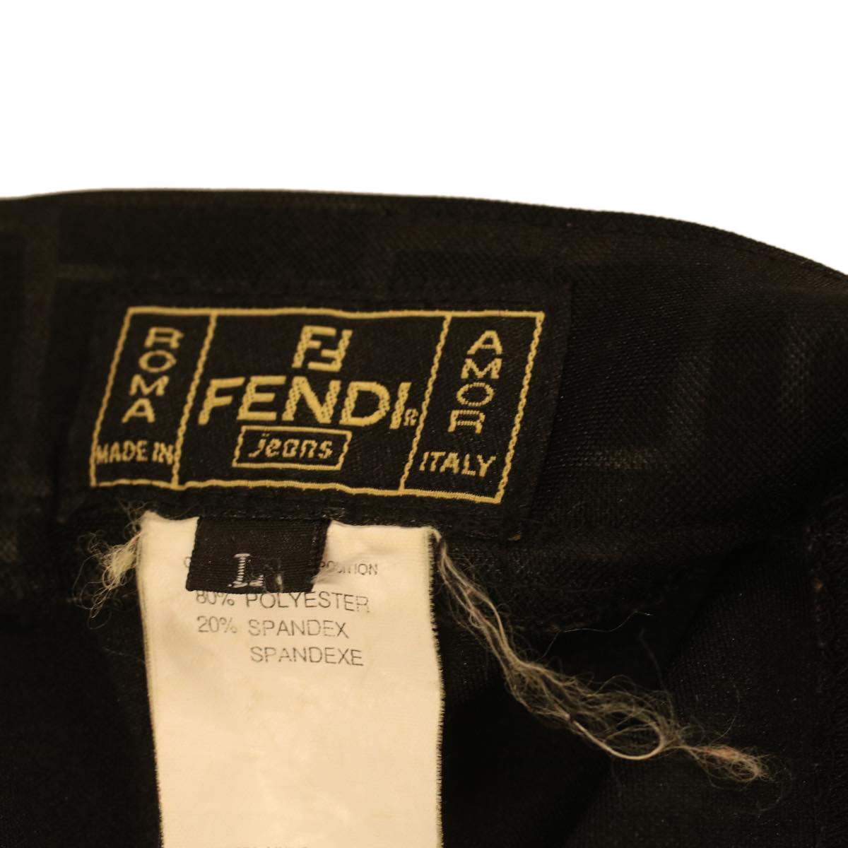 FENDI Zucca Canvas Pants polyester spandex L Black Auth 34070
