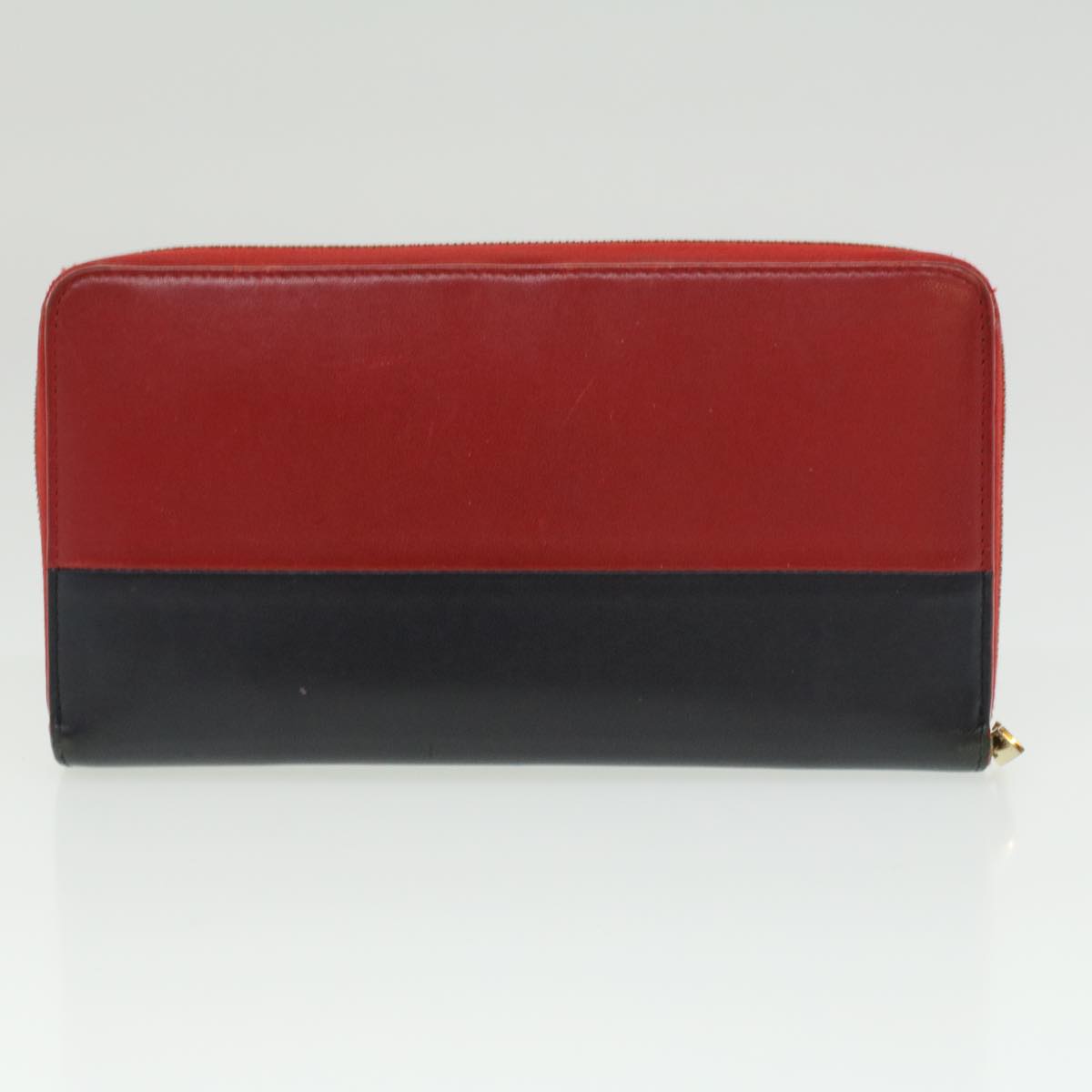 CELINE Wallet Leather 2Set Gray Red Navy Auth 34079