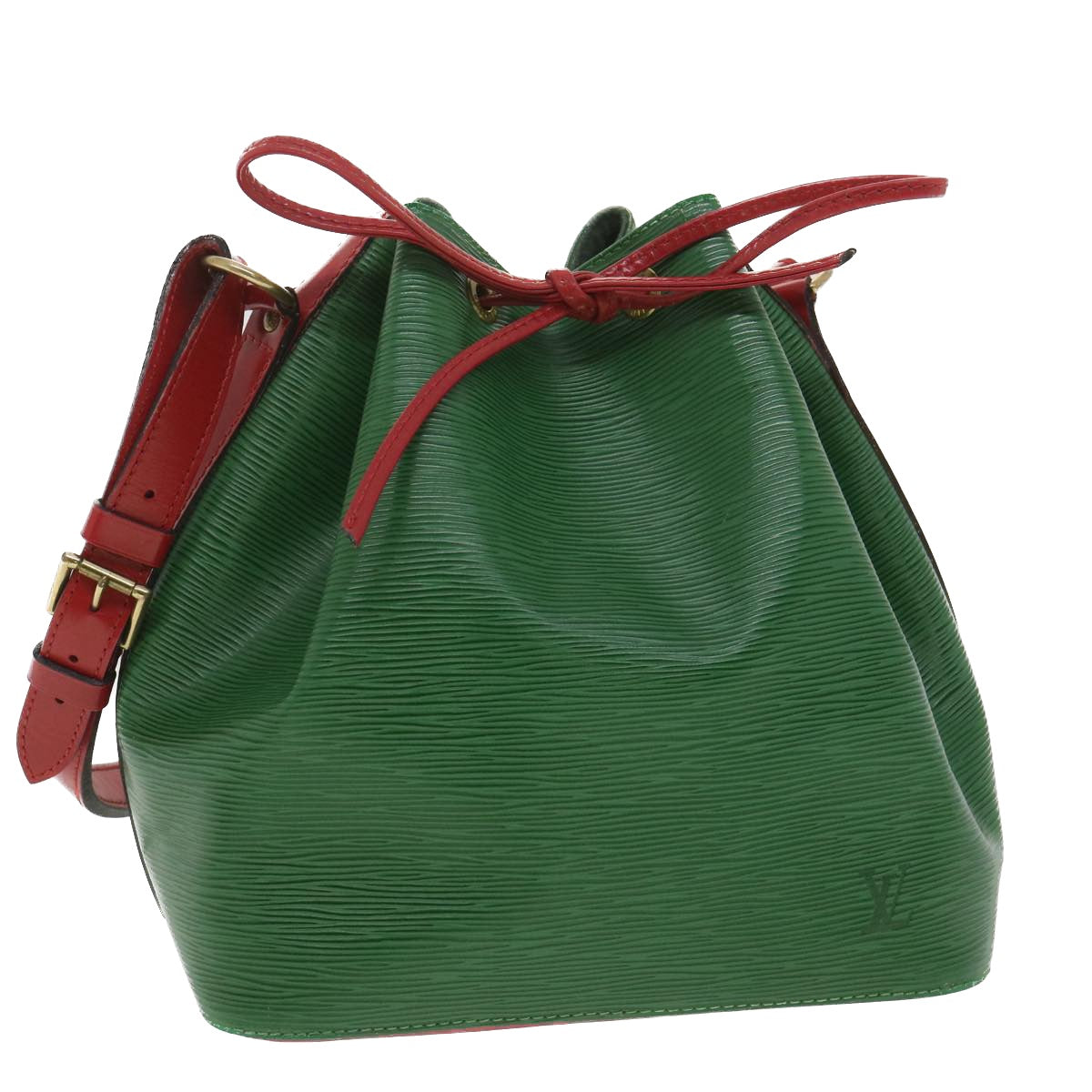 LOUIS VUITTON Epi Petit Noe Shoulder Bag Bicolor Red Green M44147 LV Auth 34139