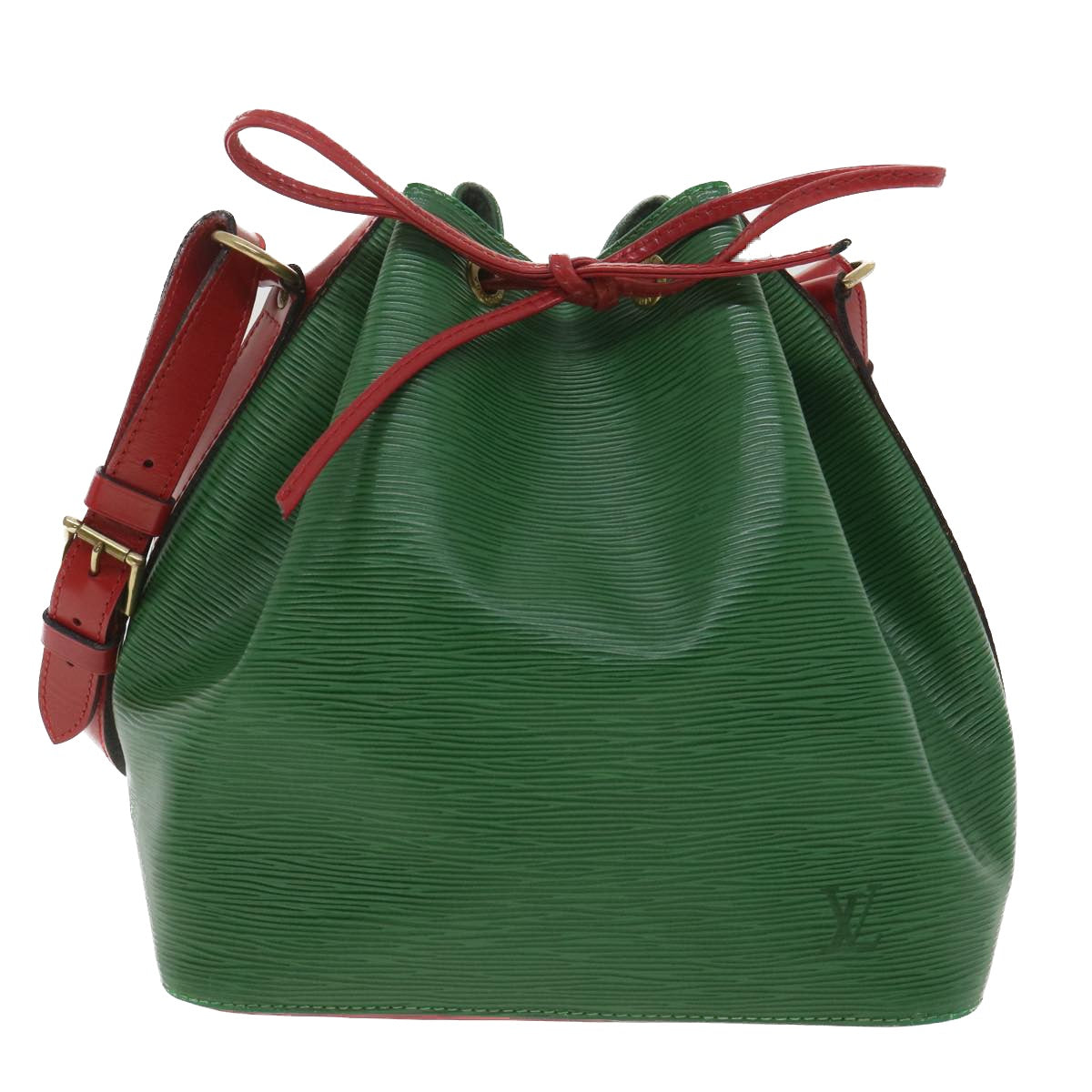 LOUIS VUITTON Epi Petit Noe Shoulder Bag Bicolor Red Green M44147 LV Auth 34139