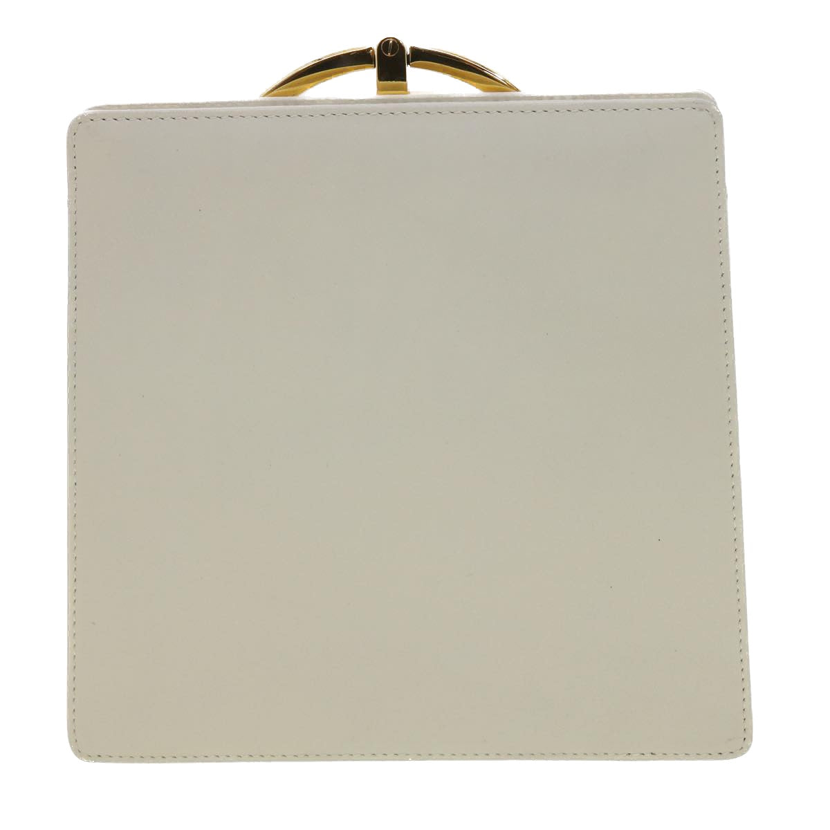 Salvatore Ferragamo Gancini Hand Bag Leather White Gold Tone Auth 34202A - 0