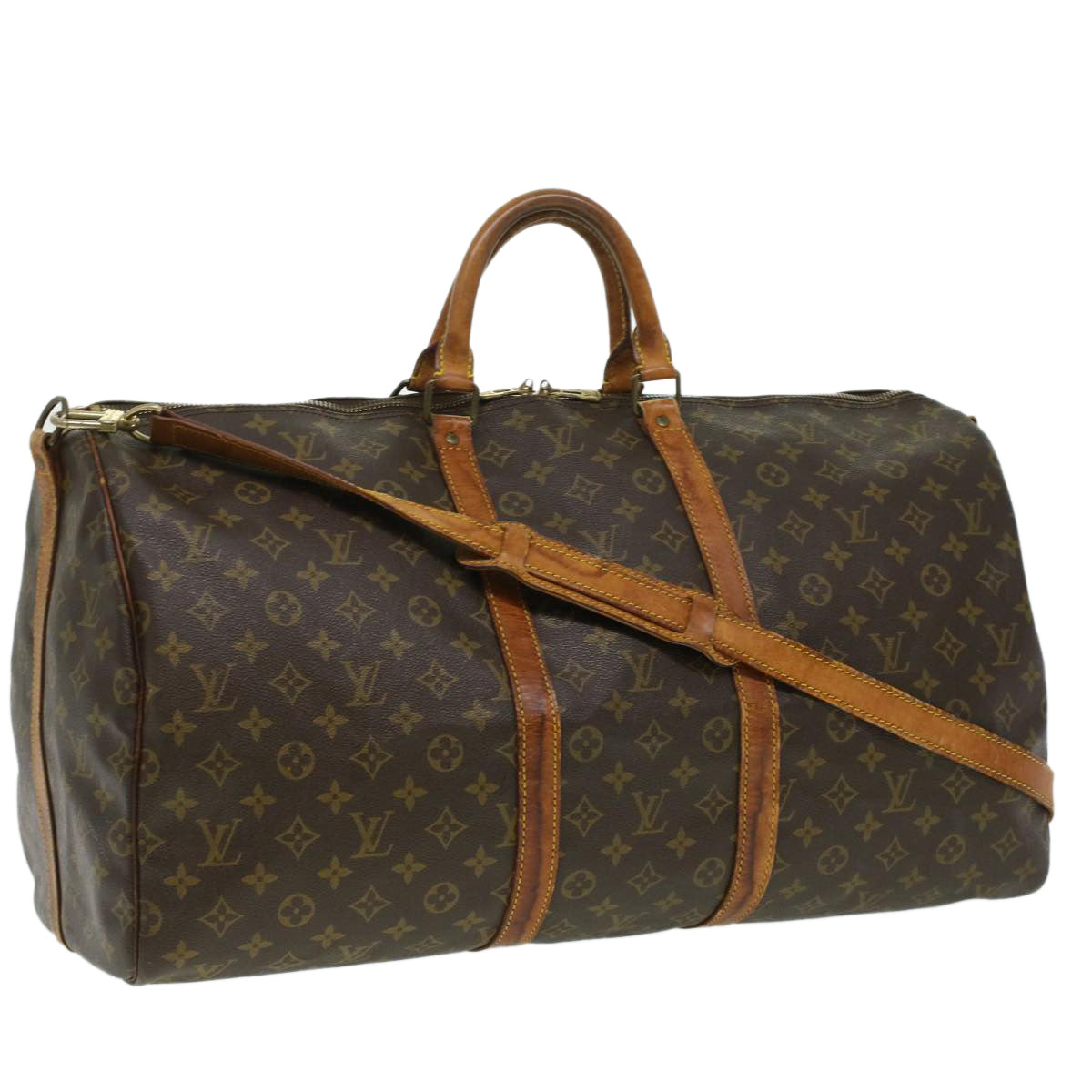 LOUIS VUITTON Monogram Keepall Bandouliere 55 Boston Bag M41414 LV Auth 34206