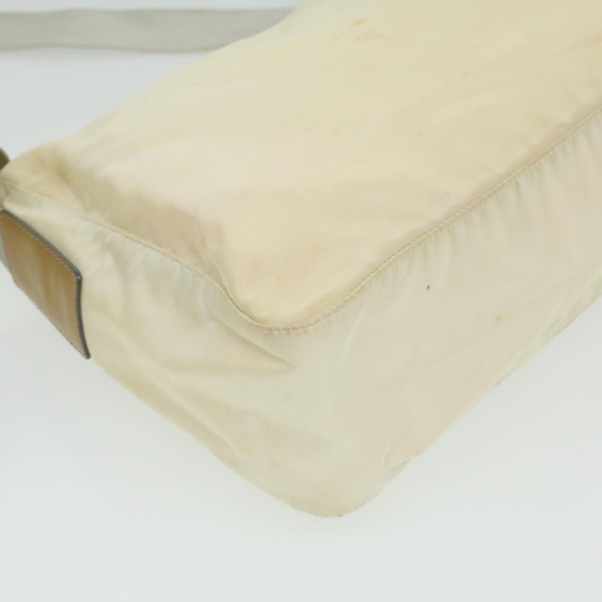 PRADA Shoulder Bag Nylon Cream Auth 34363