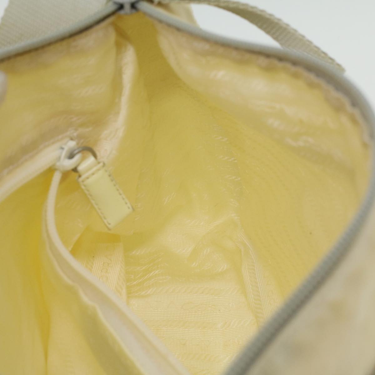 PRADA Shoulder Bag Nylon Cream Auth 34363