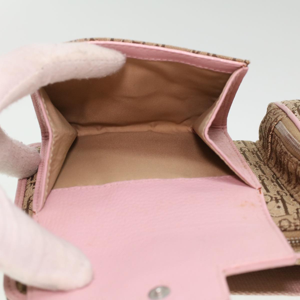 Christian Dior Trotter Canvas Waist Bag Beige Pink Auth 34567